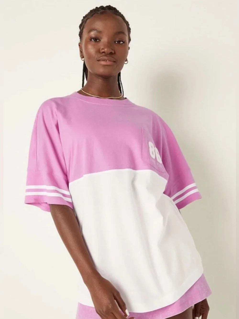 Victoria's Secret PINK Cotton Oversized Pocket Tee Shirt~ Size: Large